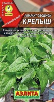 Амарант овощной Крепыш 0,3г: Неприхотливый, раннеспелый, урожайный сорт с крупными сочными листьями. Период от всходов до сбора первой продукции 50-60 дней. Растения однолетние, с большим количеством побегов, высотой от 110 до 150 см. Листья светло-зеленого цвета, нежные и маслянистые. Зелень по вкусу напоминает шпинат. Молодые листья употребляют в свежем виде в салатах, окрошках, а также супах, овощных и мясных блюдах. Листья амаранта богаты растительными белками, микроэлементами, витаминами, рутином и каротином. В пищу используются также соцветия и семена. Может выращиваться как декоративное растение. Отличный сидерат.