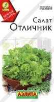 Салат Отличник 0,5г: Листовой сорт салата, который отличается пластичностью к изменениям длины светового дня. При соблюдении агротехники даже в горшечной культуре можно вырастить крупные, пышные розетки. Листья хрустящей консистенции, нежные, без горечи. При достаточной освещенности они приобретают насыщенную окраску.