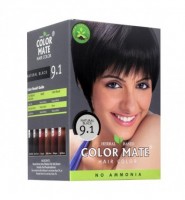 Color Mate Hair Color Natural Black 9.1 no Ammonia (5pcs*15g) / Краска для Волос Цвет Натуральный Черный Тон 9.1 без Аммиака (5шт*15гр): Цвет: https://opt-india.ru/catalog/kraska_dlya_volos/color_mate_hair_color_natural_black_9_1_no_ammonia_5pcs_15g_kraska_dlya_volos_tsvet_naturalnyy_chern/
Бренд: Color Mate
Color Mate Hair Color Natural Black 9.1 no Ammonia (5pcs*15g) / Краска для Волос Цвет Натуральный Черный Тон 9.1 без Аммиака (5шт*15гр) •  5 пакетиков по 15 г. в упаковке (цена за упаковку из 5 пакетиков) •  Краска для волос Color Mate - больше чем краска. Бережно окрашивает волосы и не содержит аммиака. На основе натуральной индийской хны (Lawsonia Inermis) в композиции с натуральными растительными компонентами: Амла (Emblica Officinalis) и Шикакаи (Accacia Concinna). •  Стойкая, прекрасно окрашивает седину, краска обладает приятным травяным запахом. А также не наносит вреда волосам, сохраняя природный пигмент, предотвращая раннее поседение. •  Краска прекрасно ухаживает за волосами, дарит им насыщенный цвет, блеск и объем. •  Хна - натуральный краситель, полученный путем переработки листьев кустарника Лавсония (Lawsonia). Этот натуральный краситель, в отличие от химических красок не наносит вреда волосам, более того, является эффективным лечебным средством. Волосы совершенно не выгорают на солнце и не портятся от морской воды. Следует отметить, что хна оказывает лечебное действие и на волосяную луковицу, поэтому волосы начинают расти быстрее. Индийская хна обладает исключительной способностью отлично закрашивать седину. Для стопроцентного окрашивания седых волос наиболее выигрышными являются тёмные оттенки: темный каштан и чёрный. После окрашивания, по мере роста волос, достаточно подкрашивать отрастающие корни, а освежать цвет по всей длине раз в полгода. •  Амла (индийский крыжовник) – природный источник витамина С; делает волос более толстым, ускоряет рост, уменьшает выпадение, предупреждает появление преждевременной седины. •  Шикакаи (мыльные бобы) - успешно заменяет шампунь, т.к. он аккуратно очищает волос, при этом не содержит химических веществ, гипоаллергенен, безопасен и не пересушивает волосы.