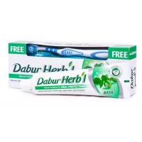 Dabur Herb'l Toothpaste Oral Protection Basil with Toothbrush 150g / Аюрведическая Зубная Паста Защита Полости Рта с Базиликом + Зубная Щётка Ср. Жесткости 150г: Цвет: https://opt-india.ru/catalog/zubnaya_pasta/dabur_herb_l_toothpaste_oral_protection_basil_with_toothbrush_150g_ayurvedicheskaya_zubnaya_pasta_za/
Бренд: Dabur
Dabur Herb'l Toothpaste Oral Protection Basil with Toothbrush 150g / Аюрведическая Зубная Паста Защита Полости Рта с Базиликом + Зубная Щётка Ср. Жесткости 150г •  Аюрведическая зубная паста Dabur Herb'l Basil предотвращает разрушение зубной эмали, укрепляет десна, снимает зубной налет, борется с неприятным запахом изо рта. •  Базилик - натуральное антибактериальное средство для борьбы с воспалением полости рта. Также содержит комплекс природных компонентов для отбеливания зубной эмали и укрепеления дёсен. •  Натуральная аюрведическая зубная паста Dabur Herb'l Basil не содержит вредных химических веществ и фтора. •  В комплекте идет зубная щётка средней жесткости в подарок!