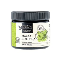 Маска для лица "Лайм и мята", тонизирующая, organic Mi&Ko: Противовоспалительная маска "Лайм и мята" на 83% состоит из ингредиентов органического происхождения. Благодаря уникальной формуле маска решает сразу две задачи:
Противовоспалительное средство. Белая и голубая глина, эвкалипт и гамамелис снижают излишнюю стрессовую активность сальных желез, а с нею и риск воспалений. Вслед за этим шалфей, таману и маклейя заживляют травмы, а ценные масла насыщают питательными веществами и антиоксидантами, усиливая естественную защиту кожи.
Натуральный "энергетический коктейль" для кожи. Высокий тонус кожи — это ее жизненная энергия, способность активно обновляться, удерживать влагу, сохранять молодость и эластичность. Именно тонусом упругая и цветущая кожа отличается от тусклой и изнуренной. Экстракты петрушки и лимона, хвоща и эхинацеи, эфирные масла лайма и мяты мгновенно освежают и "пробуждают" кожу, снимают стресс, осветляют и выравнивают цвет лица.