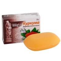 Мыло "Куркума" Aasha Herbals: Сужает поры, способствует повышению упругости. Способствует устранению угревой сыпи.