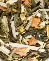 Чай зеленый "Имбирный" 100 г: Купаж из классического зеленого китайского чая Сенча, с добавлением цедры апельсина, корня имбиря, лимонной травы, гвоздики.  Содержит пищевые ароматические масла.