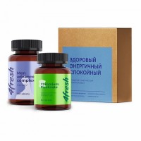 4FRESH BOX "Здоровый. Энергичный. Спокойный": Бокс 4fresh HEALTH “Здоровый. Энергичный. Спокойный” - это набор базовых витаминов и микроэлементов для улучшения самочувствия и контроля веса.

В набор вошли:

Комплекс витаминов для мужчин 4fresh HEALTH, 60 шт,
Пиколинат хрома 4fresh HEALTH, 60 шт.
Комплекс витаминов для мужчин содержит необходимые элементы, подобранные с учетом особенностей мужского организма и современного ритма жизни. Витамины группы В и L-карнитин дают энергию для работы и тренировок, таурин - помогает лучше усваиваться белку и углеводам, цинк и селен - поддерживают иммунитет, а магний улучшает качество сна.

Пиколинат хрома 4fresh - микроэлемент, который помогает снизить тягу к сладкому и мучному, повышает чувствительность клеток к инсулину и регулирует уровень сахара в крови, а также способствует похудению и нормализации веса. Дозировка хрома 4fresh HEALTH 200 мг является допустимой и оптимальной для приема.