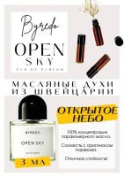 Open sky / BYREDO: Цвет: http://get-parfum.ru/products/open-sky-byredo
Есть в наличии

Open Sky- аромат для мужчин и женщин. Унисекс.
Основные аккорды: фужерный, цитрусовый, древесный, cannabs, свежий пряный, зеленый, землистый, травяной, дымный.
Ноты аромата: Помело и Черный перец; средняя нота: Коноп ля; базовые ноты: Ветивер и Пало Санто.
Опен Скай Байредо- в начале красиво переливается с травки на очень вкусный и солнечный помело. В дождь фрукт особенно слышен. В тепле устойчиво трава. Аромат любопытный: стартует ярким и очень натуральным, горьковатым памело (кожура), на фоне которого постепенно проявляется сладковатая мари хуана (именно запах свежего листа), в сочетании с ветивером. Запах Открытое небо- нетипичный.
В какой-то момент вылезают деревяшки, постепенно вытесняя канна бис.
Духи женские мужские унисекс туалетная вода— то, без чего ни один образ не будет завершенным. Аромат — самый чувственный и самый харизматичный аксессуар, который на 100% отражает характер обладателя. Парфюм GET PARFUM — флакончик твоего любимого запаха: восточные пряности, нотки сладких фруктов, нежное благоухание цветов, пряная ваниль, терпкий лесной орех и много других волшебных ароматов.
Концентрированная масляная нишевая парфюмерная вода в небольших стеклянных флакончиках по 3 мл. Самые популярные мужские и женские ароматы по мотивам известных брендов: Зеленски Ваниль, Готье Сандал, Диор Жадор, Нина Риччи, Феррагамо Мистериоса, Джо Малон Лайм и Мандарин, Манцера Коко Ваниль, Живанши Ангел и Демон, Монталь Уэдмэйзин, Барберри Лондон, Диор Пойзон Гёл, Байредо Супер Кедр, Гучи Энви и другие.
Из всего многообразия вы найдете подходящий вариант: духи сладкие фруктовые, древесные, цветочные, немного терпкие, освежающие, яркие, спокойные и мягко обволакивающие.
Парфюмерия GET PARFUM не содержит спирта. На 100% состоит из концентрированного парфюмерного масла. Масляные духи с минимальным расходом и отличной стойкостью. Это сладкие духи, стойкие духи, которые в полной мере раскрывают свой неповторимый аромат соприкасаясь с телом.
Масляные духи унисекс — хороший подарок женщинам на 8 Марта, мужчинам — на 23 февраля. Мини perfume будет подходящим презентом на день рождения для ценителей изысканных, дорогих ароматов.