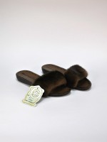 Арт 86 - Тапочки из норки уличные коричневые: 