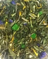 Чай зеленый "Тархун" 100 г: СОСТАВ: чай зеленый, цукаты, лимонная трава, мята, шафран, календула, незабудка, тархун, ароматизатор.