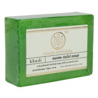 Khadi Neem-Tulsi Soap 125g / Мыло с Нимом и Тулси 125г: Цвет: https://opt-india.ru/catalog/mylo/khadi_neem_tulsi_soap_125g_mylo_s_nimom_i_tulsi_125g/
Бренд: Khadi Naturals
Khadi Neem-Tulsi Soap 125g / Мыло с Нимом и Тулси 125г •  Мыло с маслами нима и базилика для всех типов кожи. Помогает избавиться от воспалений на коже, сухости, шелушения и раздражения. Осторожно отшелушивает, борется с закупоренными порами и помогает поддерживать в тонусе мышцы тела, стимулирует кровообращение. •  Масло нима обладает ярко выраженными антибактериальными свойствами, а масло тулси в составе мыла прекрасно очищает, питает и тонизирует кожу, способствует её регенерации. •  Мыло Khadi Natural изготовлено на мягкой моющей основе, содержит глицерин, растительные компоненты, масла и экстракты, оно очищает кожу от грязи и ороговевших частиц, не нарушая кислотно-щелочной баланс кожи, дополнительно защищает кожу, увлажняет, смягчает и питает её ценными активными компонентами. Натуральные эфирные масла, входящие в состав мыла, оказывают ароматерапевтический эффект - расслабляют и успокаивают, поднимают настроение.