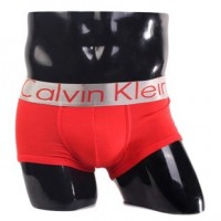 Трусы Calvin Klein красные с серебряной резинкой Steel A008: 