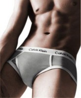 Брифы Calvin Klein 365 серые с белой резинкой A081: 
