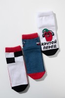 Детские носки стандарт Крутой перец: Цвет: https://www.natali-trikotazh.ru/product/detskie-noski-standart-krutoy-perets
Комплект детских носочков, 3 пары. Каждая пара со своим уникальным дизайном.