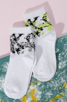 Носки стандарт женские Холи: Цвет: https://www.natali-trikotazh.ru/product/noski-standart-zhenskie-holi
Комплект женских носков 2 пары. На верхней части носка разноцветные кляксы.