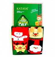 Носки женские НОВОГОДНИЕ 80%хлопок р.37-41 /4 пары в упаковке/ 1 пара: 