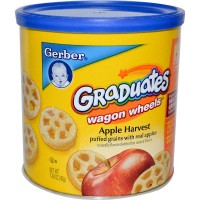 Воздушные  яблочные зерна: https://ru.iherb.com/pr/Gerber-Graduates-Finger-Foods-Apple-Harvest-Wagon-Wheels-1-48-oz-42-g/32069
Снэки Graduates Wagon Wheels -превосходный источник трёх витаминов и минералов, состоят из цельного зерна и разработаны специально для малышей.

Снэки Graduates Wagon Wheels - воздушные зёрна с настоящими яблоками и не содержащие усилителей вкуса.