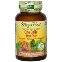 Мультивитамины: http://ru.iherb.com/MegaFood-One-Daily-Iron-Free-30-Tablets/42552

Компания MegaFood изготавливает натуральные диетические добавки высочайшего качества с 1973 года. Витамины состоят из 100% натуральных питательных ингредиентов и сертифицированных органических трав, фруктов и овощей.
Одна таблетка в день обеспечивает организм незаменимыми питательными веществами и иммуностимулирующими антиоксидантами, необходимыми для поддержания здорового эмоционального баланса. Витамины помогают организму противостоять ежедневным стрессам, нормализуют баланс и укрепляют организм.
Продукт состоит из 100% натуральных ингредиентов, которые были подвергнуты минимальной обработке. Протестирован на отсутствие: глютена, сои, молочных ингредиентов, пестицидов, гербицидов. Витамины легко перевариваются, их можно принимать на «пустой» желудок.