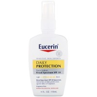 Солнцезащитный лосьон для лица: https://ru.iherb.com/pr/Eucerin-Daily-Protection-Moisturizing-Face-Lotion-Sunscreen-SPF-30-Fragrance-Free-4-fl-oz-118-ml/45784
Легкая, нежная формула с широким спектром действия, защищающая кожу от UVA/UVB лучей и содержащая оксид цинка и диоксид титана, предотвращает повреждения кожи вследствие длительного пребывания на солнце и обеспечивает эффективное увлажнение.