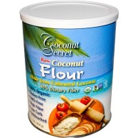 Кокосовая мука: http://ru.iherb.com/Coconut-Secret-Raw-Coconut-Flour-1-lb-454-g/24097

кокосовая мука производится небольшими партиями, высушивается с использованием специального метода, который не подвергает кокос высокой термической обработке. Кокосовая мука является отличным источником безглютенового белка, снижает калорийность пищи, содержит 40% пищевой клетчатки, способствует окислению липидов (помогает сжигать жир), помогает пищеварительной системе и не влияет на уровень сахара в крови.