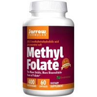 Метилфолат: https://ru.iherb.com/pr/Jarrow-Formulas-Methyl-Folate-400-mcg-60-Capsules/42778
Метил фолат ((6S)-5-метилтетрагидрофолат или (6S)-5-MTHF) — это наиболее биологически активная форма фолиевой кислоты. Quatrefolic - это 4-ое поколение в развитии способов выпуска фолатов. В связи с некоторыми наследственными отклонениями в обмене веществ и в результате психологического стресса, трансформация фолиевой кислоты в активную форму фолата либо не происходит должным образом, либо недостаточна. В отличие от фолиевой кислоты, эта форма фолата может преодолеть гематоэнцефалический барьер. Метилфолат необходим для поддержания здоровья сердечно-сосудистой и нервной систем, а так же для правильного клеточного деления.