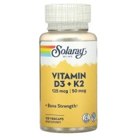 Витамины D3 и K2: https://www.iherb.com/pr/solaray-vitamin-d3-k2-120-vegcaps/85529
Эта формула сочетает в себе высокоэффективный природный источник D3 холекальциферола с клинически поддерживаемой порцией витамина K2 менахинона-7 (MK-7) из ферментированного нута. Эти витамины работают вместе, поддерживая здоровье костей и сердечно-сосудистой системы, а также поддерживая здоровый уровень кальция.