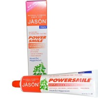 Зубная паста: http://ru.iherb.com/Jason-Natural-PowerSmile-Antiplaque-Whitening-Paste-Powerful-Peppermint-6-oz-170-g/3857

Паста Powersmile All Natural Toothpaste содержит уникальный комплекс натуральных отбеливающих веществ и растительных средств, противостоящих появлению пятен, в ее состав входит бамбуковый порошок, карбонат кальция, бикарбонат натрия (пищевая сода) и кремний, которые предотвращают появление зубного камня, мягко отбеливают и делают улыбку ослепительной. Натуральные экстракты косточек грейпфрута и периллы противостоят действию сахарных кислот, а натуральное масло перечной мяты освежает дыхание. Чтобы сделать свою улыбку сияющей, а дыхание – свежим, используйте зубную пасту и ополаскиватель Jason PowerSmile два раза в день.