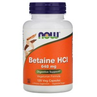 Гидрохлорид бетаина: https://www.iherb.com/pr/now-foods-betaine-hcl-648-mg-120-veg-capsules/398
Гидрохлорид бетаина от NOW® обеспечивает нормальный процесс переваривания пищи в желудке. Хлористоводородная кислота (HCL) вырабатывается в желудке естественным образом. Она способствует перевариванию белков, активирует пепсин, обеспечивает сохранение баланса кишечной микрофлоры и стимулирует высвобождение ферментов кишечника. Пепсин — это протеаза, которая производится в желудке и частично перерабатывает белок из пищи. Производство HCL с возрастом снижается, поэтому восполнение ее, а также пепсина, способствует поддержанию нормального процесса пищеварения. Этот продукт включает в себя вегетарианскую и устойчивую к кислоте протеазу, активность которой эквивалентна пепсину животного происхождения.