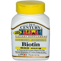 Биотин: http://www.iherb.com/21st-Century-Health-Care-Biotin-800-mcg-110-Tablets/43724

Биотин – это вещество, которое улучшает состояние кожи, ногтей и волос. Биотин содержит водорастворимую форму витамина группы B, при помощи которого организм быстрее перерабатывает белки, жиры и углеводы в энергию, которая так необходима для нормальной жизнедеятельности.

Особенно большое значение имеет витамин B для кожи. Он выполняет защитную функцию, оберегая кожу от вредных воздействий окружающей среды, предотвращает появление себорейного дерматита, препятствует пересушиванию кожи.

Еще одним компонентом биотина является сера. Это вещество после определенной химической реакции превращается в структурирующий компонент коллагена. Таким образом, биотин не только помогает поддерживать кожу здоровой. Он также укрепляет волосы, а ногти делает более прозрачными и эластичными.

Препараты биотина назначаются при повреждениях волос (ломкость, сухость, седина, секущиеся, слишком жирные или слишком сухие волосы). Также эти препараты показаны при заболеваниях кожи (шелушение и сухость, дерматит, жирная себорея, перхоть) и ногтей (медленный рост, ломкость, расслаивание, нарушение структуры ногтей).