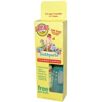 Зубная паста: http://www.iherb.com/Earth-s-Best-Toothpaste-Strawberry-Banana-1-6-oz-45-g/17265

arth's best - эксперт в вопросах ухода за ребенком «от макушки до пяточек». Все продукты разработаны с учетом особых характеристик организма и кожи ребенка. Специалисты компании работают в тесном контакте с ведущими педиатрами мира, препараты тестируются в клинических условиях.
Клубника обеспечивает свежесть и приятный вкус зубной пасты. При проглатывании паста безопасна, а нежный ягодный вкус очень нравится малышам. Карбонат кальция сохраняет зубы чистыми и здоровыми. Очищает, укрепляет нежную эмаль и защищает от кариеса. Облегчает болезненное прорезывание зубов.

Паста предназначена для малышей от 6 месяцев