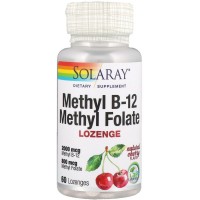 Метилфолат метил B-12: https://ru.iherb.com/pr/Solaray-Methyl-B-12-Methyl-Folate-Natural-Cherry-Flavor-60-Lozenges/73714
Метилкобаламин, биологически активна форма B-12, участвует в нормальном производстве красных кровяных телец, нормализует работу нервной системы и способствует поддержанию оптимального уровня гомоцистеина. 5-метилтетрагидрофолат (5-MTHF), биологически активная форма фолиевой кислоты, участвует в пренатальном развитии и полезна для клеток и тканей.