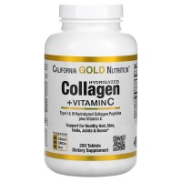 Коллаген: https://ru.iherb.com/pr/california-gold-nutrition-hydrolyzed-collagen-peptides-vitamin-c-type-i-iii-250-tablets/77593
Коллаген — это основной структурный белок, содержащийся в суставах, костях, коже, волосах, ногтях и других соединительных тканях. Он отвечает за поддержание прочности, эластичности и гибкости этих тканей во всем организме.

Комплекс гидролизованного коллагена с витамином C от California Gold Nutrition содержит уникальные, клинически исследованные, гидролизованные ферментативным путем низкомолекулярные пептиды коллагена и витамин C.

Этот продукт содержит основные строительные блоки, необходимые для поддержки здоровья волос, кожи, ногтей, суставов и костей*. При приеме в качестве пищевой добавки обеспечивает организм сырьем для поддержания прочности и целостности его тканей*. Наш бычий коллаген получен из Аргентины и прошел специальную обработку и ферментативный гидролиз (расщепление) на составляющие аминокислотные пептиды для обеспечения оптимальной абсорбции и биодоступности.