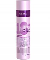 Шампунь для волос ESTEL 18 PLUS, 250 мл: 18+ свойств. Для многофункционального ежедневного ухода за волосами. В сочетании с бальзамом обеспечивает эффект салонной процедуры.  
Деликатное очищение 
+ увлажнение 
+ укрепление 
+ relax-эффект 
+ push up-эффект 
+ защита от ломкости 
+ гладкость 
+ шелковистость 
+ мягкость 
+ антистатик-эффект 
+ дополнительная сила волос 
+ ph-баланс кожи головы 
+ против спутывания 
+ УФ-защита 
+ дисциплина локонов 
+ блеск 
+ упругость 
+ защита цвета 
+ детокс-эффект